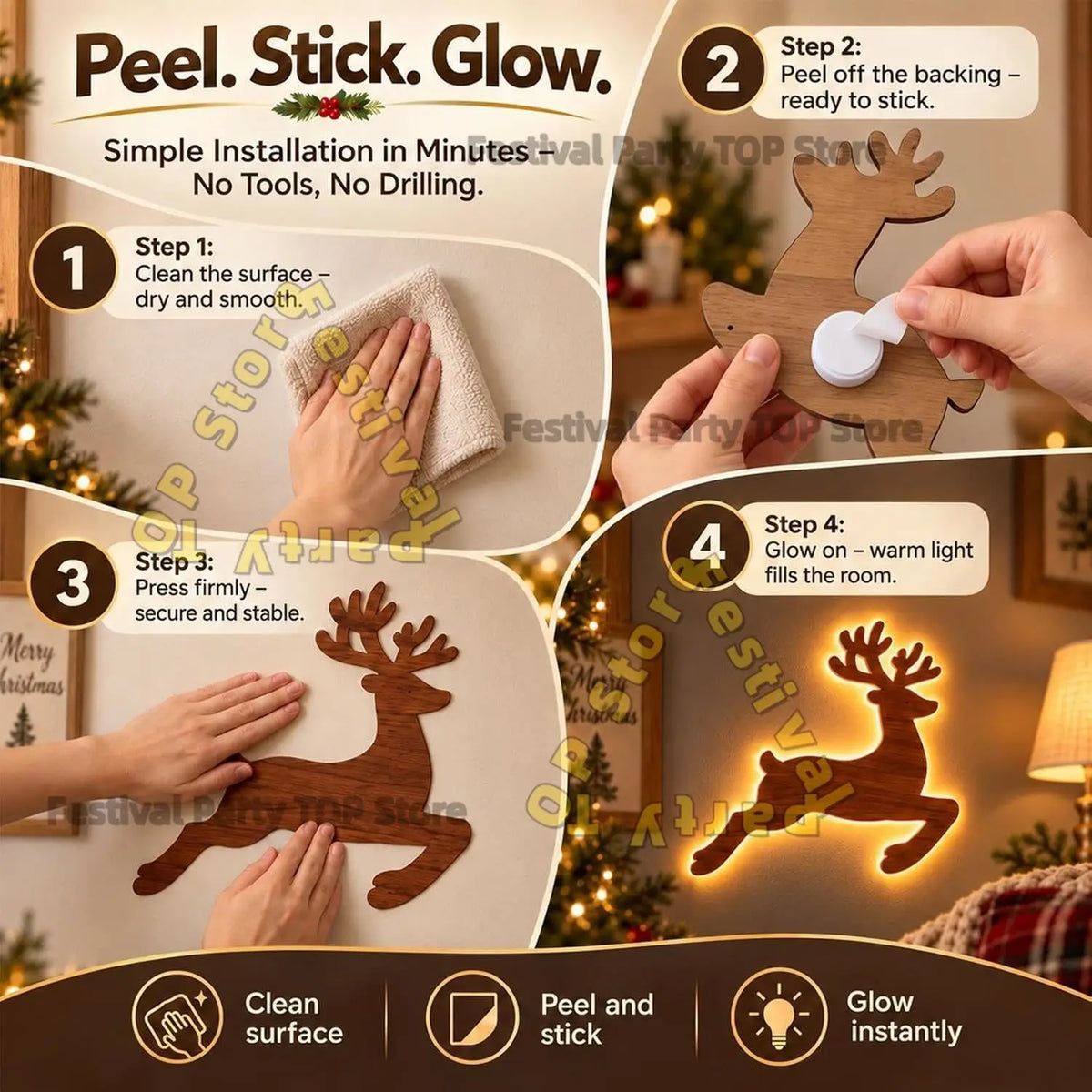 Polar Glow Reindeer Decor