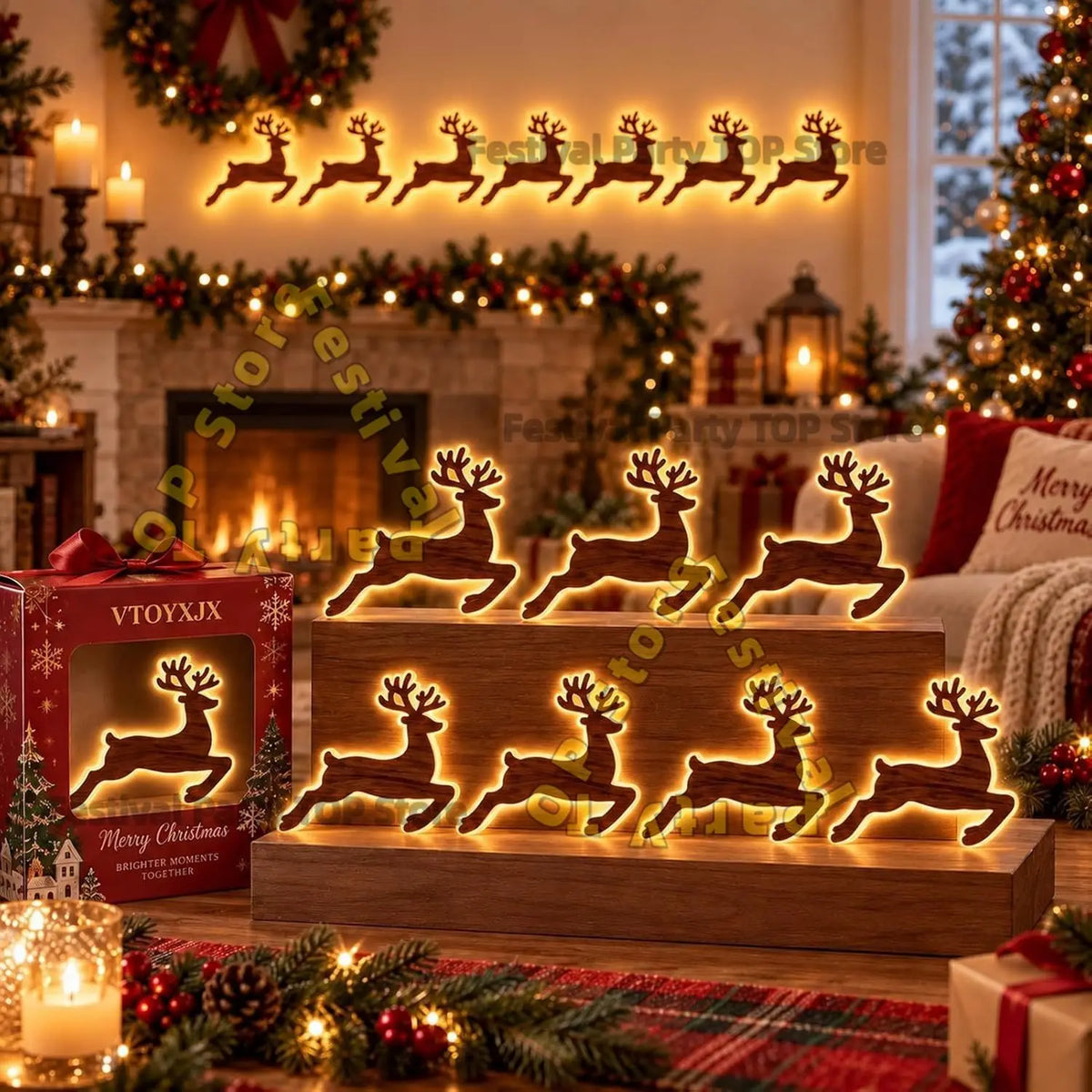 Polar Glow Reindeer Decor